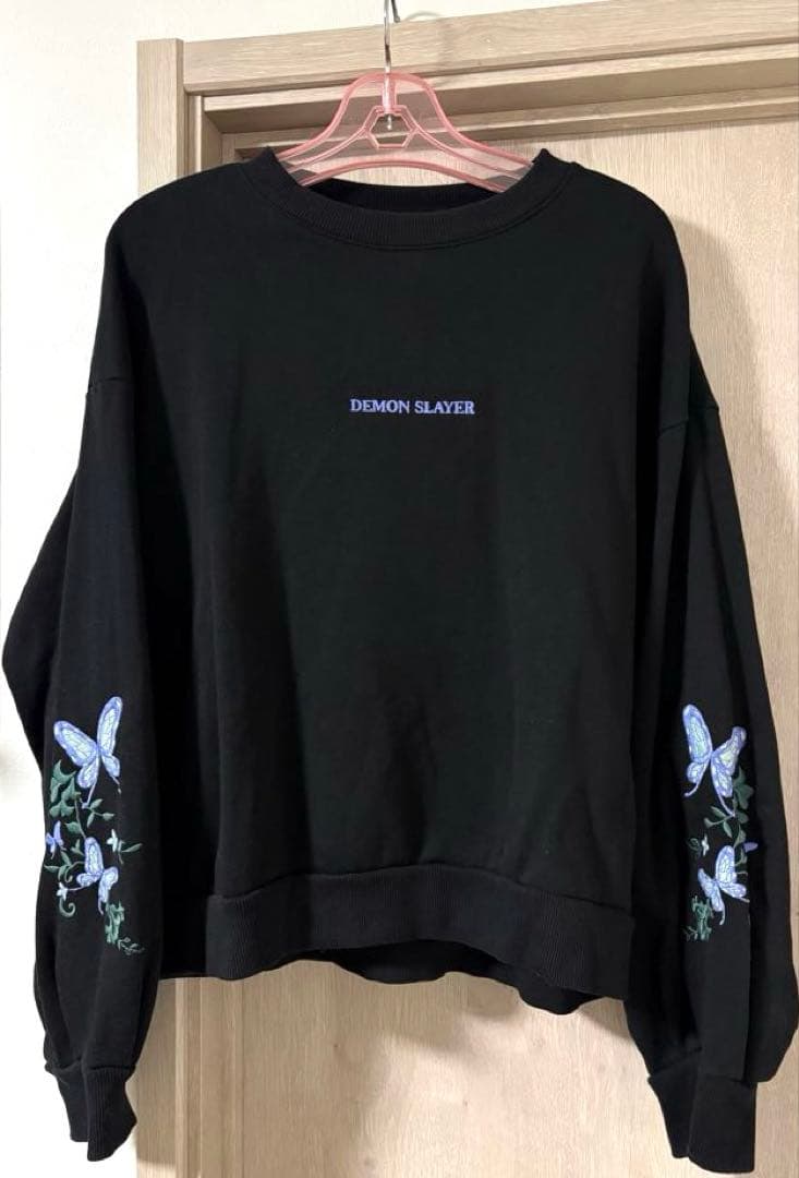 鬼灭之刃 胡蝶忍 运动衫 黑色 蝴蝶 刺绣 XL