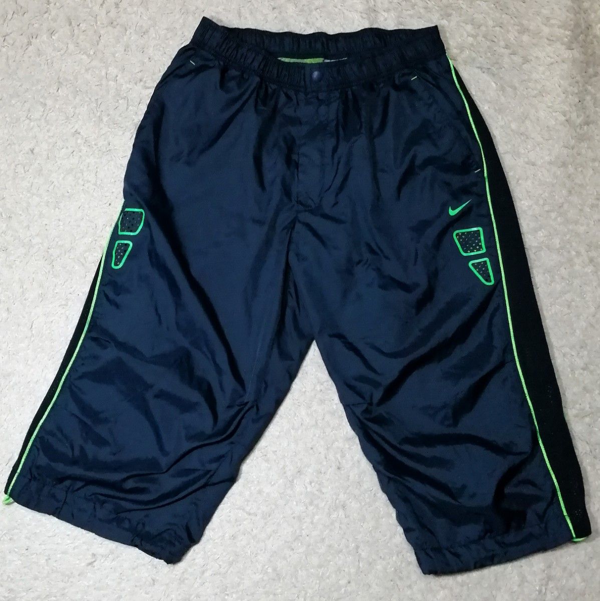 ◆稀有◆耐克 NIKE◆00年代 耐克 机关设计尼龙短裤 Y2K 科技风 藏青 绿 L码 半截短裤