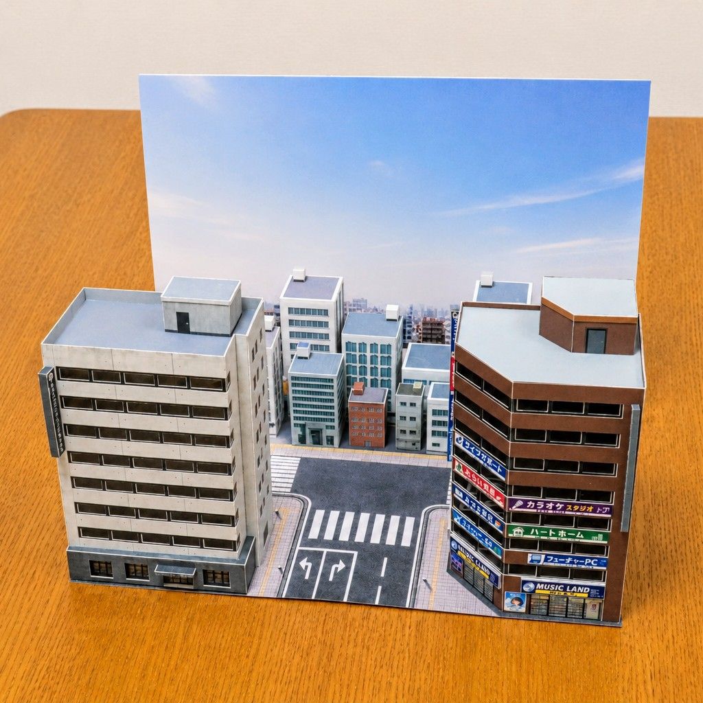 用于手办的背景底座 透视景深模型 微型城市 展示台