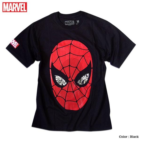 マーベル Tシャツ 半袖 スパイダーマン プリント キャラクター MARVEL アメコミ tシャツ グッズ メンズ キャラクター 黒 ブラック アベンジャーズ