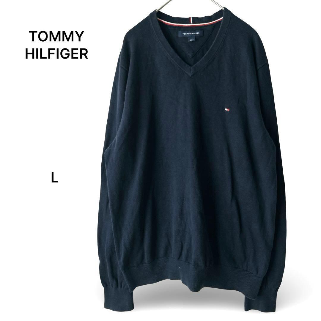 90's TOMMY HILFIGER男士V领针织毛衣绀old汤米
