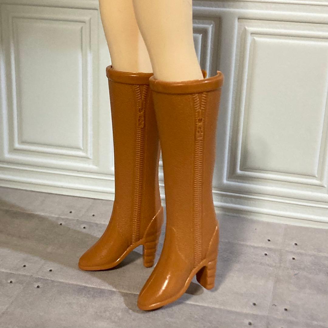 Long Boots for Dolls with Zipper Design, Brown Shoes for Barbie and Bryce