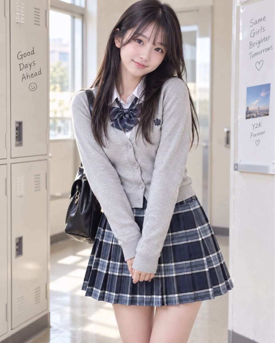 制服 スクールスカート プリーツスカート チェック柄 ブルー系 コスプレ M