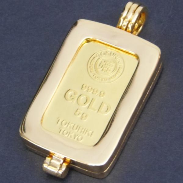 【新品】純金 インゴット ペンダントトップ 徳力本店 24金 5g 枠脱着可能 ゴールドバー K24 ingot(51907)(51907)