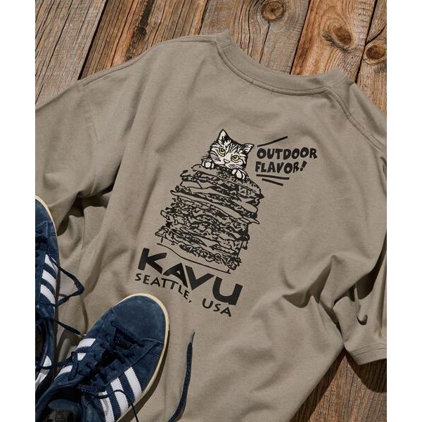 T恤 限定发售 KAVU×FREAK'S STORE 卡布— 特别定制 大版型 后背刺绣 圆领T恤 Burger Cat 男女款