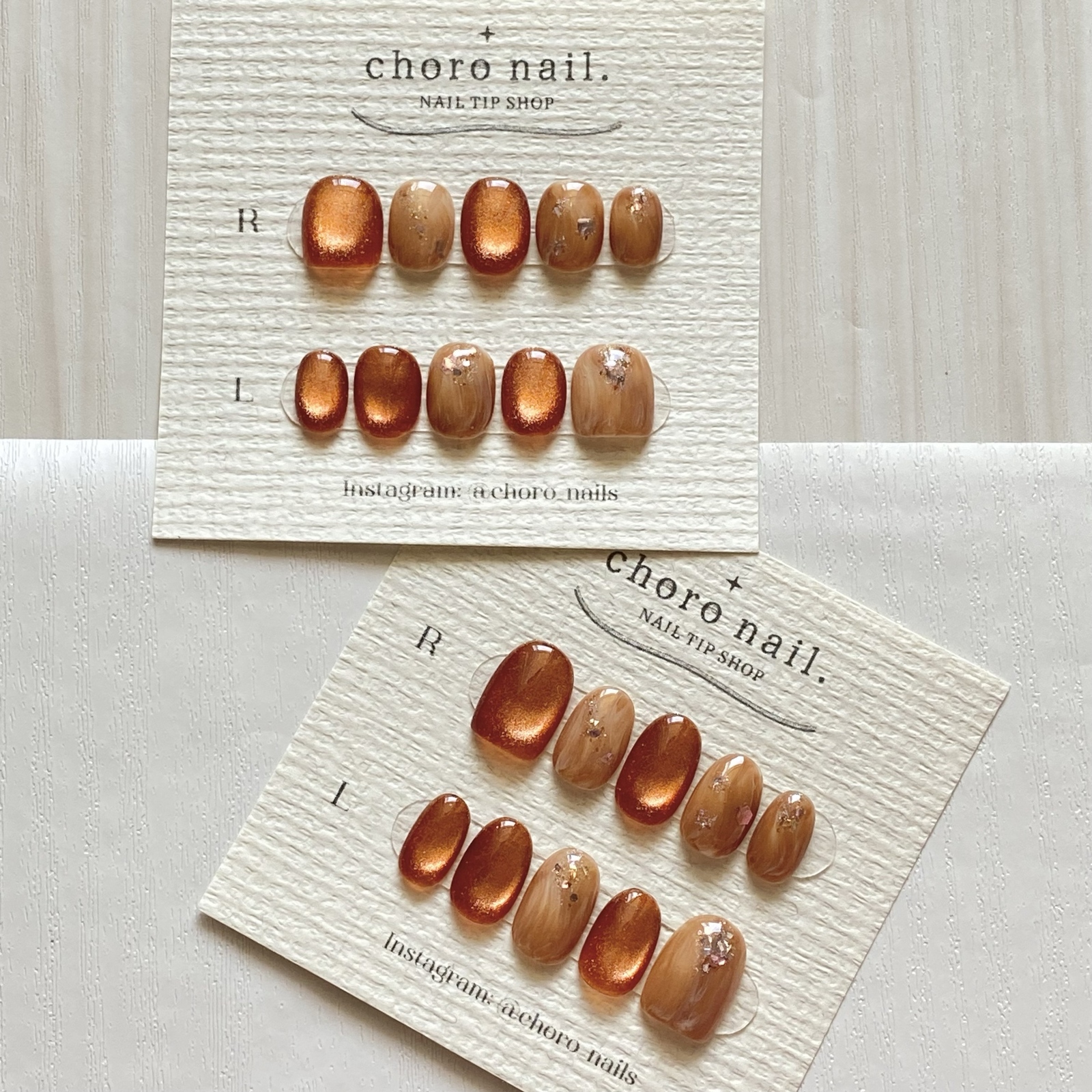4.【Store, Popular】Marble Nuance Magnet Nail Tips - Favorite Color Orange & Brown, Sparkly, Simple, Brown No.1 4.【お取扱店、人気】マーブルニュアンスマグネットネイルチップ 推しカラー オレンジ ブラウン キラキラ シンプル 茶色
