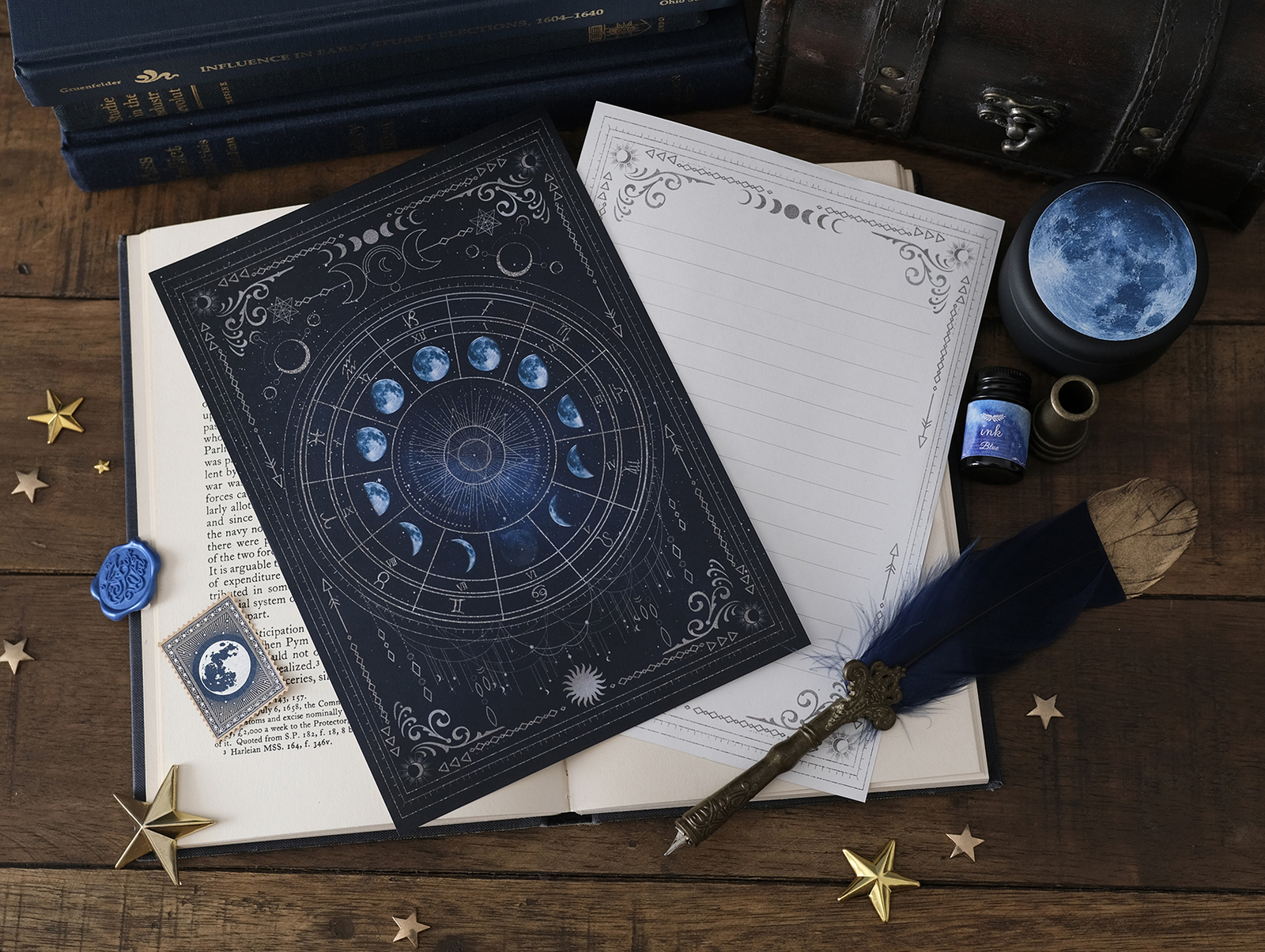 【信纸套装·便笺】月相变化·12星座 信纸套装（银河满月）)