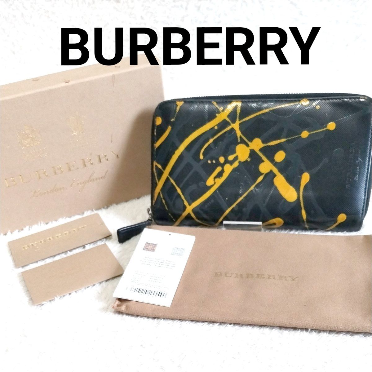 BURBERRY バーバリー トレンチレザー ペインテッド レンフリュー ロングジップアラウンドウォレット オーガナイザー 長財布