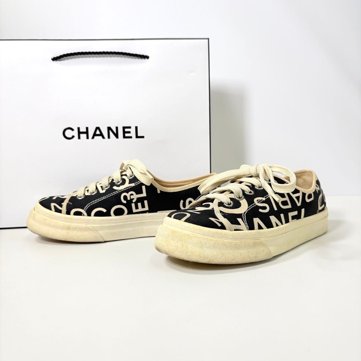 CHANEL シャネル バイシーライン キャンバス スニーカー ブラック 23.5相当