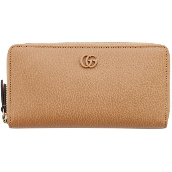 GUCCI钱包GUCCI回合拉链长钱包女士GG marmont 456117玫瑰米色