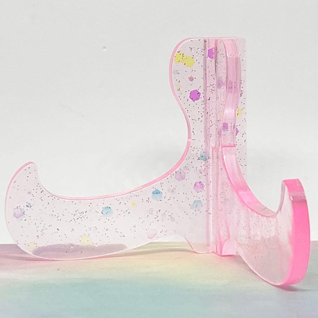 NO.126 Resin Clear Pink Glitter Hologram Smartphone Stand