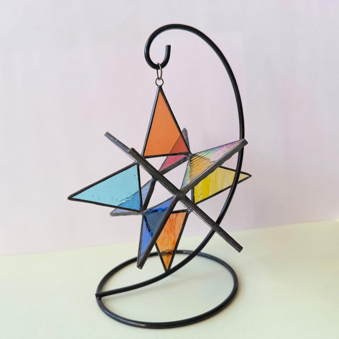 彩色玻璃星星装饰品 带支架