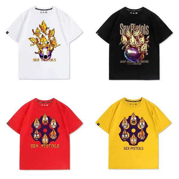 成人服装jojo的奇妙冒险合作动漫夏季棉100% 短袖t恤男士