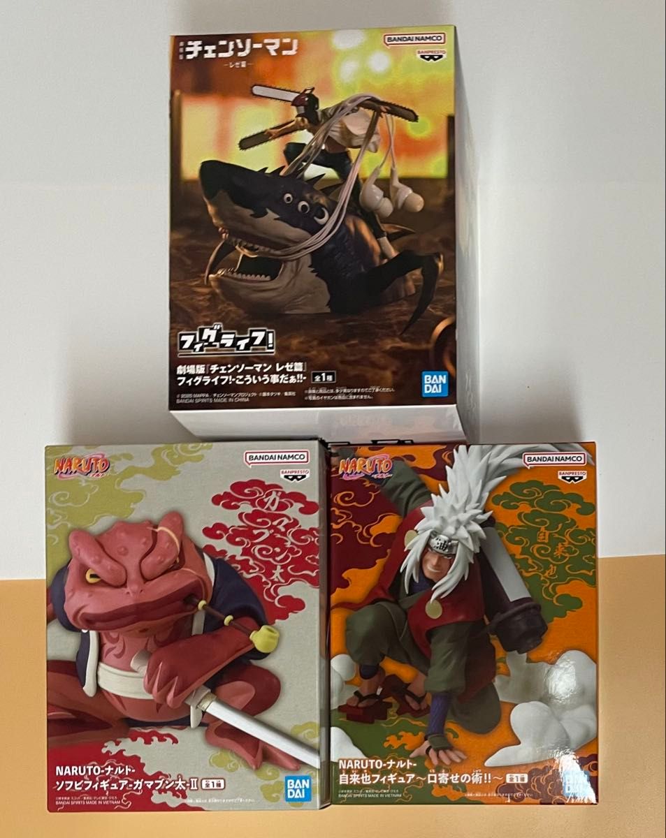[3-Piece Set] Chainsaw Man Figuralife Reze NARUTO Soft Vinyl Gamabunta Jiraiya