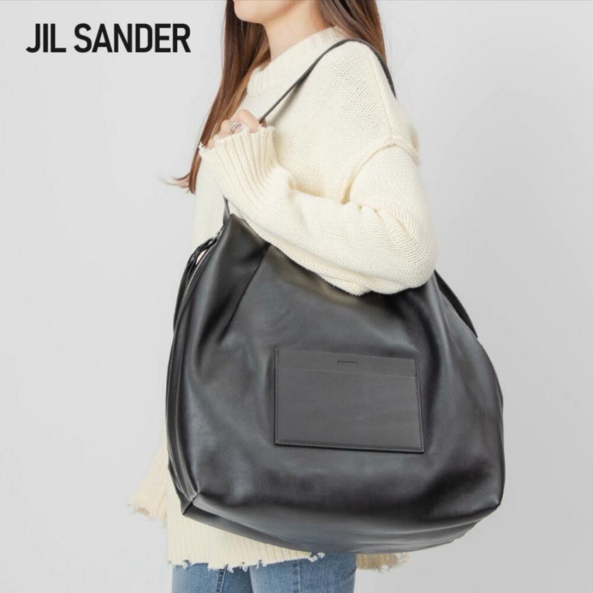 JIL SANDER Jil Sander 皮革单肩包 黑色