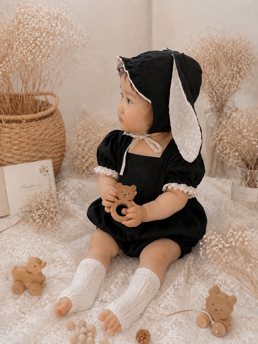 【现货发售】万圣节也适合♡ Petite Rabbit 黑色|兔耳软帽|婴幼儿・儿童