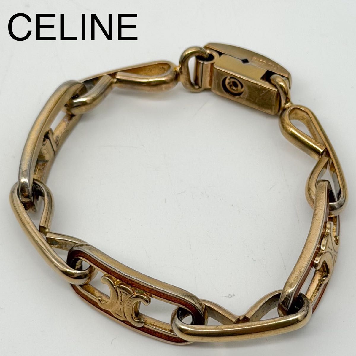 【稀有】 塞琳 CELINE 凯旋金饰 麦卡达姆 复古手链 链条 菲比时期