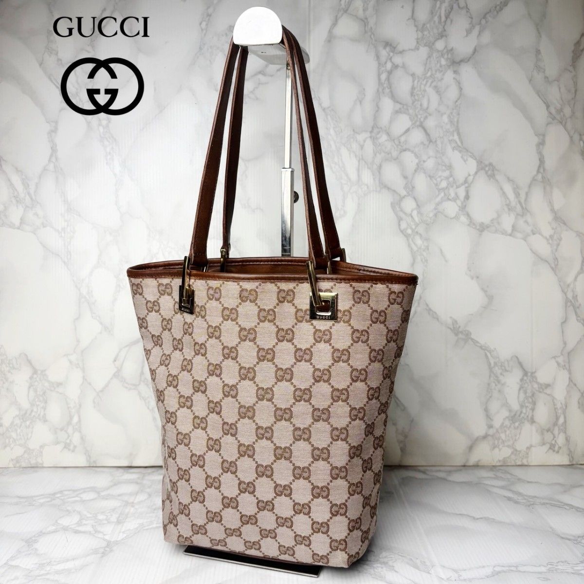031 极美品 GUCCI 古驰 托特包 手提包 单肩 GG帆布 桶型