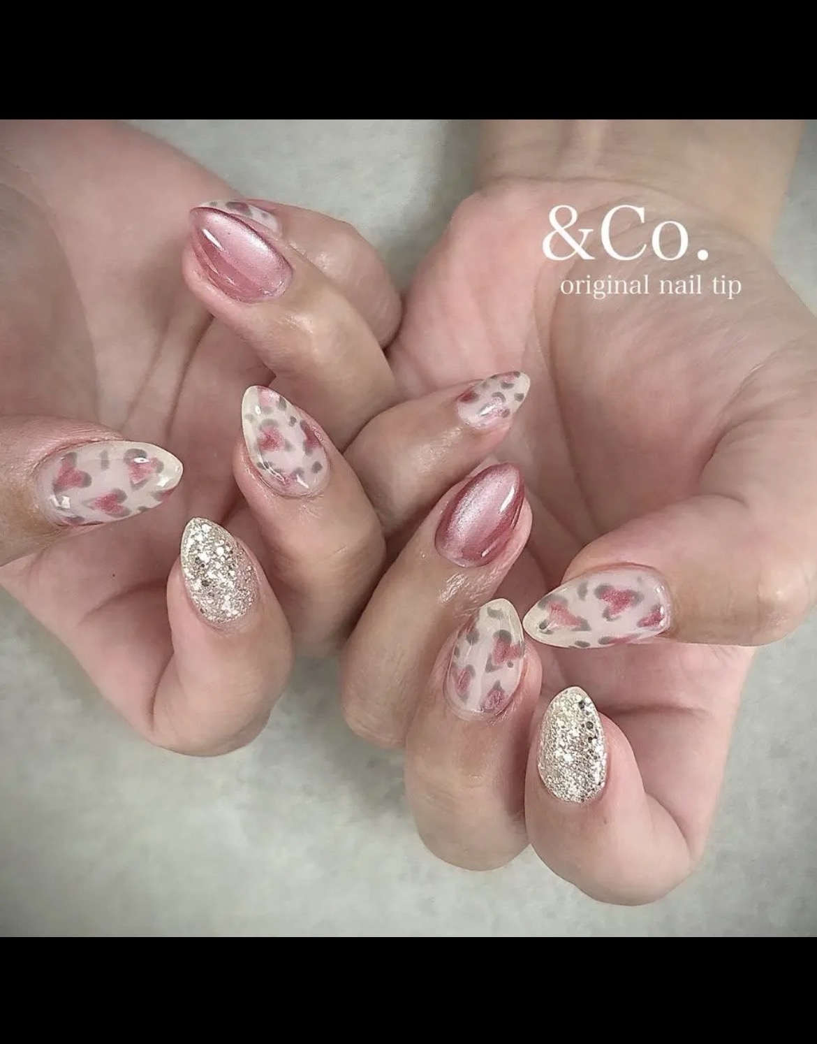 &Co. High-Quality Nail Tips [Heart Leopard] Autumn/Winter