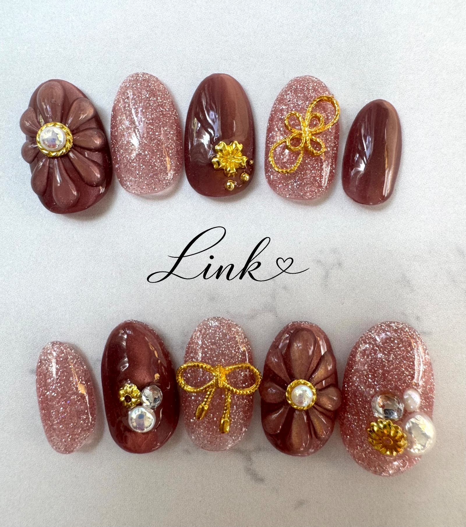 Japanese Pattern Furisode Coming-of-Age Ceremony Nail Nail Tips Pink Sparkly