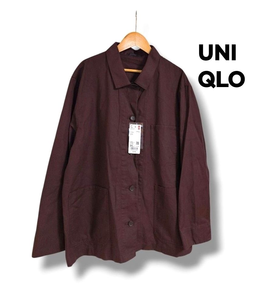 UNIQLO Linen Blend Coveralls Sold Out Model Popular Oversize 3XL Brown Uniqlo New Unused Cotton Hemp
