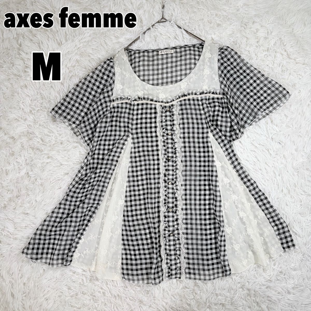 axes femme 阿克西斯法姆 格纹衬衫 蕾丝
