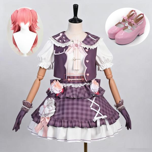 プロセカ4周年 MORE MORE JUMP 桃井愛莉 ももいあいり コスプレ衣装ウィッグ 靴 cosplay イベント 演出服 アニメ変装 仮装 ハロウィン