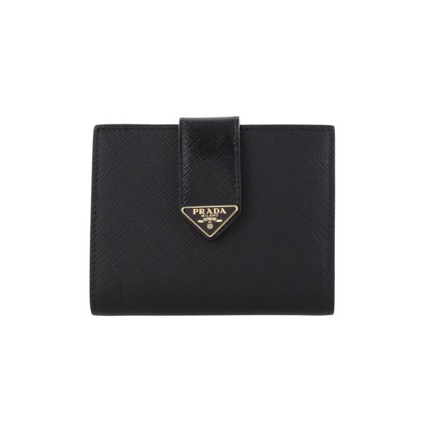 Prada Double Fold Wallet Purse Safiano Triangle Logo Ladies SAFFIANO TAB LUX Black PRADA 1MV204 2C7X F0002 NERO