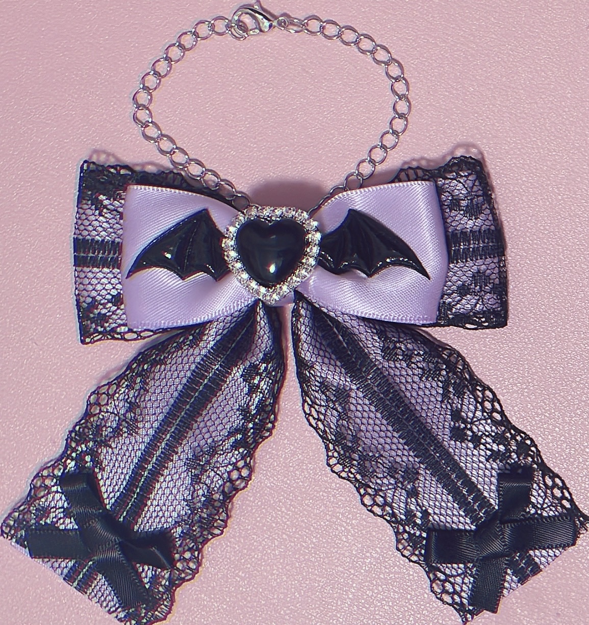 恶魔丝带包包挂饰 紫色 ♡量产型地雷系手工哥特萝莉病娇可爱心形黑色黑薰衣草偶像咖啡厅角色扮演推色