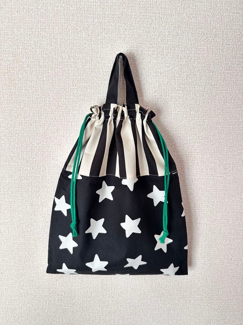 Star Pattern Stripe Drawstring Bag Gym Clothes Bag Changing Bag
