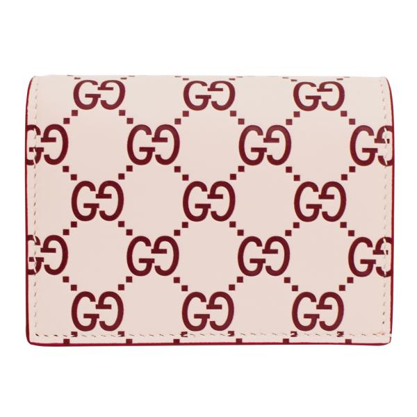 Gucci Wallet GUCCI Bifold Wallet Card Case Small Wallet Women’s GG Emblem 847207 Pink × Wine Red