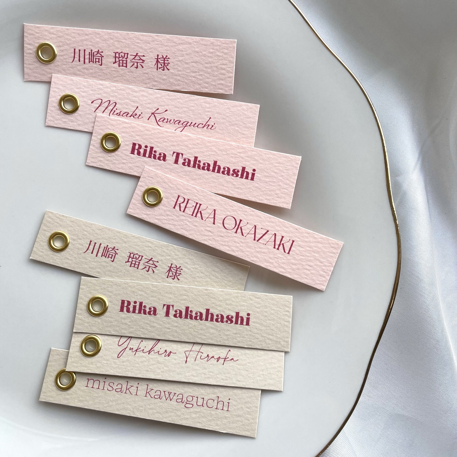 座位牌70日元/1张主纸exclure pink♡烫眼扣小礼品标签回礼标签婚礼简约