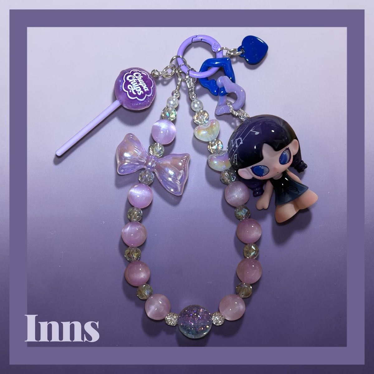 INN's Echoes Between Us Figure Purple Strong Luminescent Ribbon & Charm Beads Strap (Luminescent Image Included)