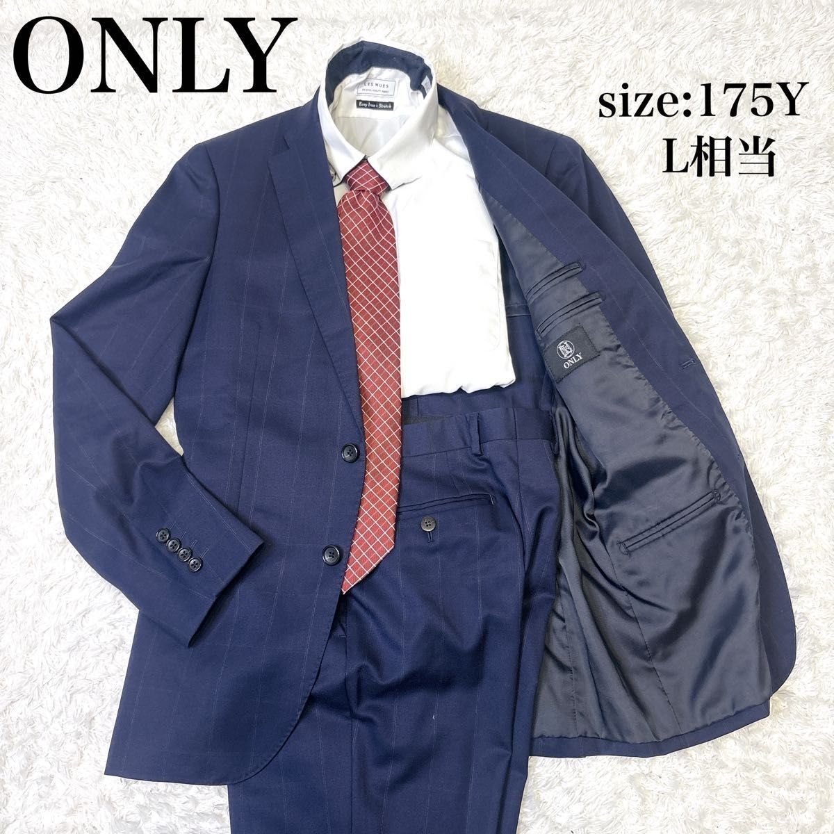 ONLY 男士西装套装 藏青色 格纹 175Y L 近年标签 全季 大码