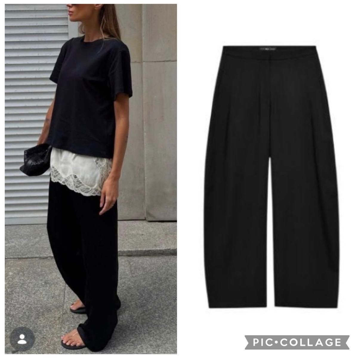 ZARA ZW系列 宽腿裤 西装裤 黑色 新品带吊牌（已改短裤脚）