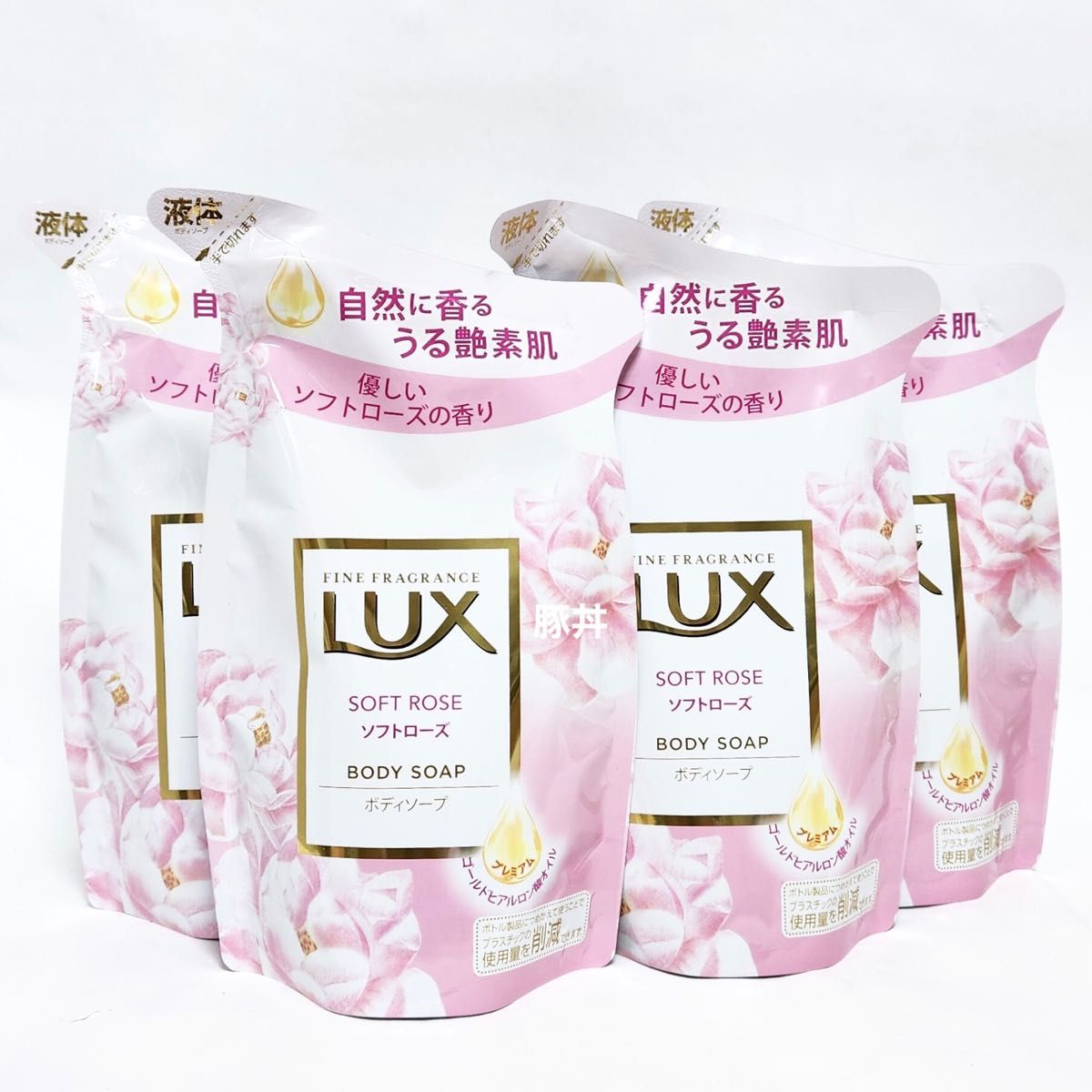 力士 沐浴露 柔滑玫瑰香型 补充装 300g 4个套装