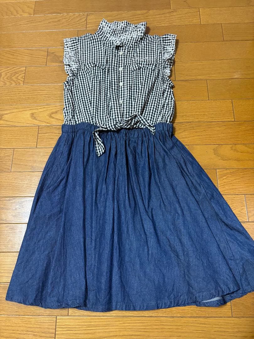 Mezzo piano gingam check frill连衣裙L(160cm)