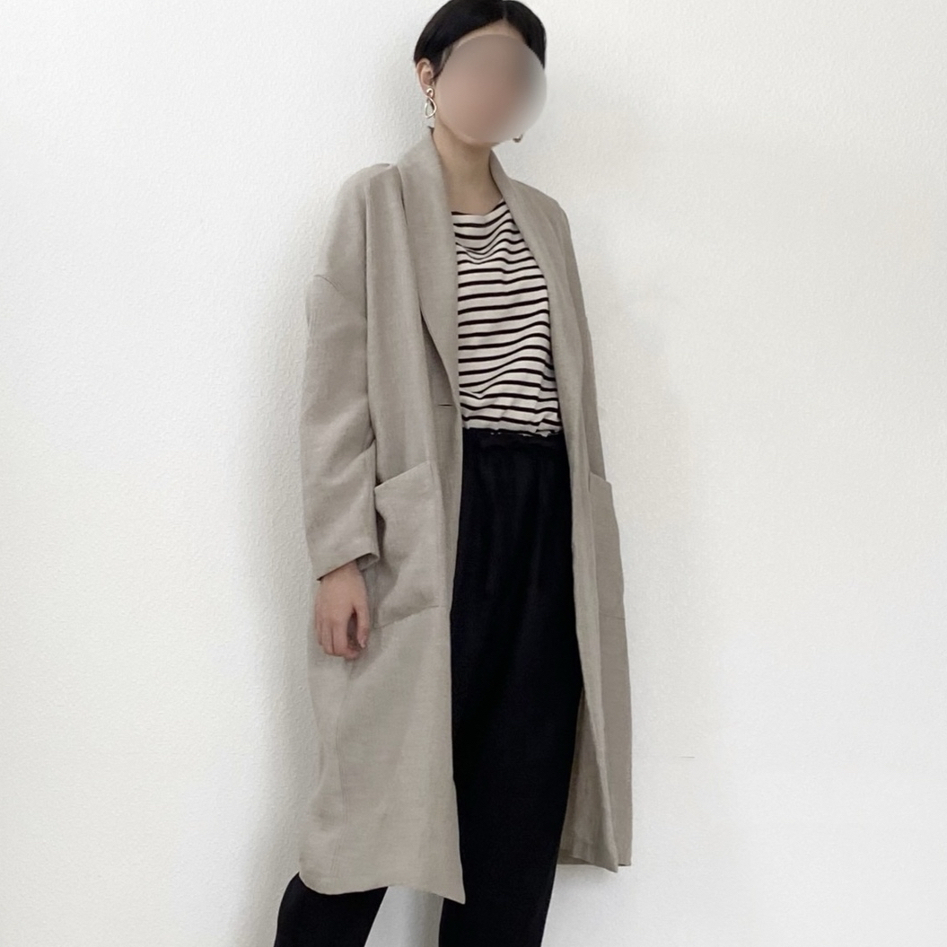 订单 冈山亚麻S〜 LL 宽松型披风大衣