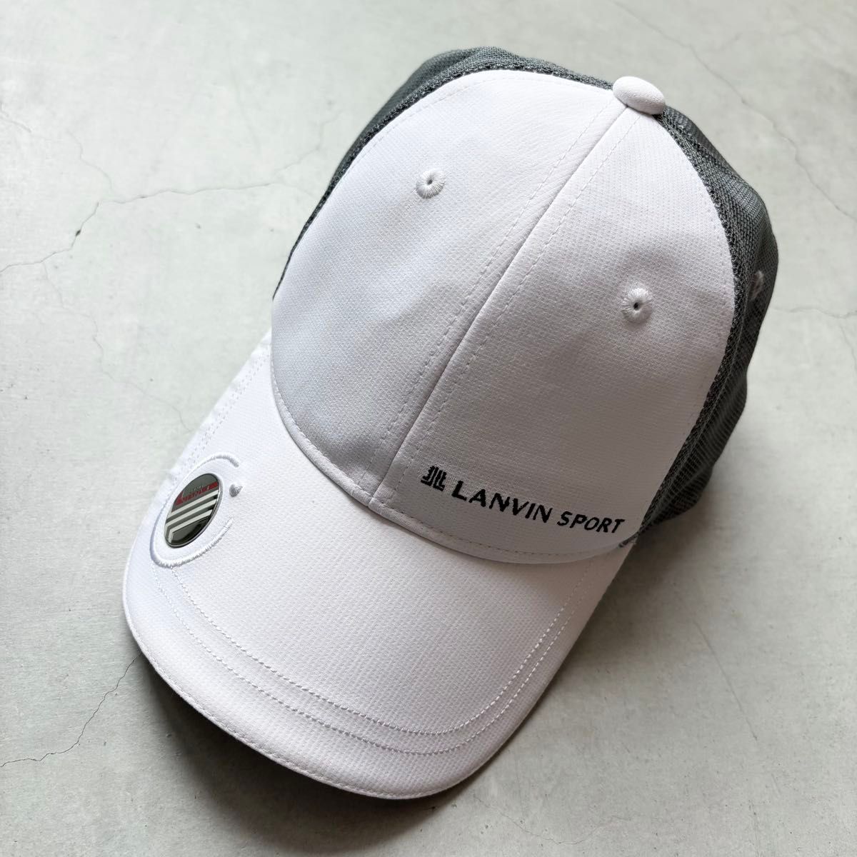 LANVIN SPORT ランバンスポール ゴルフキャップ 帽子 マーカー付き ロゴ刺繍 男女兼用 ユニセックス ゴルフウェア 白