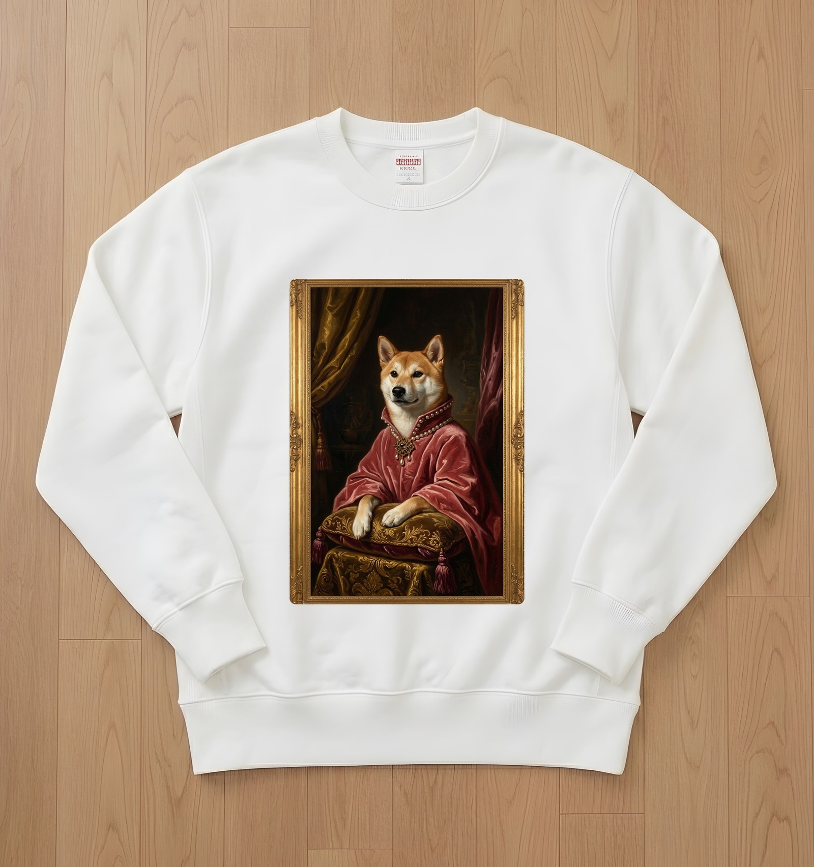 【可订制】狗 (黄金猎犬) 运动衫文艺复兴风彩色艺术白色男女兼用