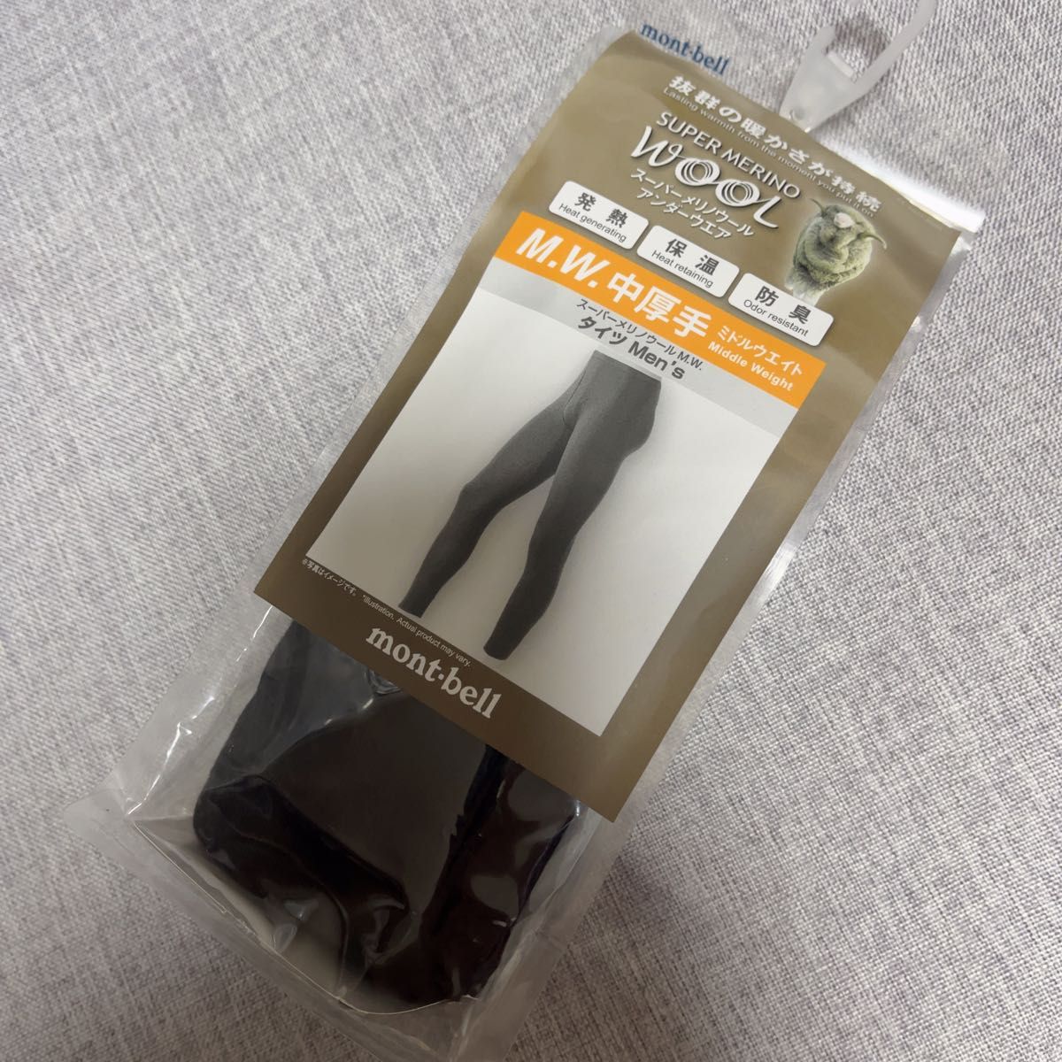 mont-bell SUPER MERINO WOOL 紧身裤 男士 M mont-bell 紧身裤 黑色 男士
