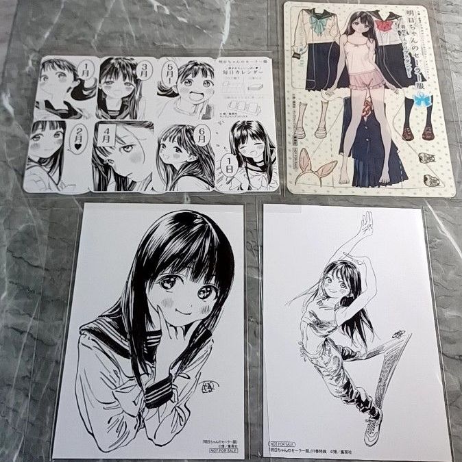 4件套装明天的水手服购买优惠非卖品插图卡每天日历换装丙烯支架