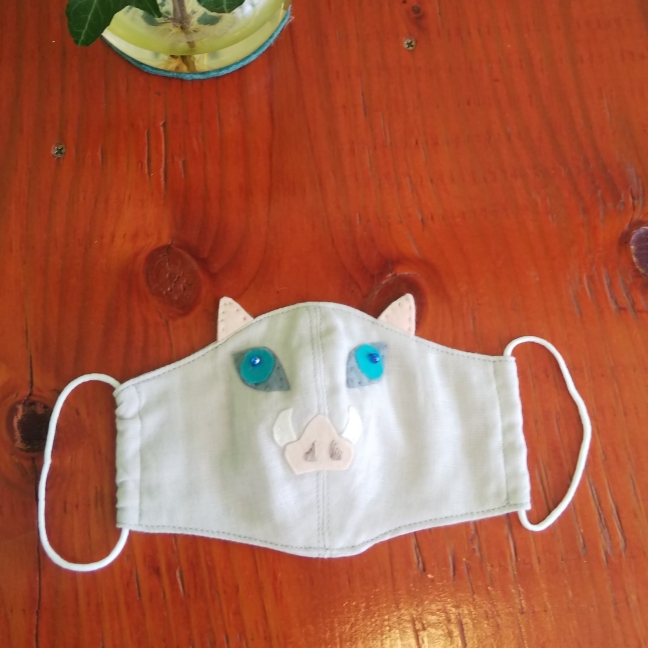 猪面具★儿童用★布口罩★双层纱布★立体口罩★鬼★和风图案★角色★灭