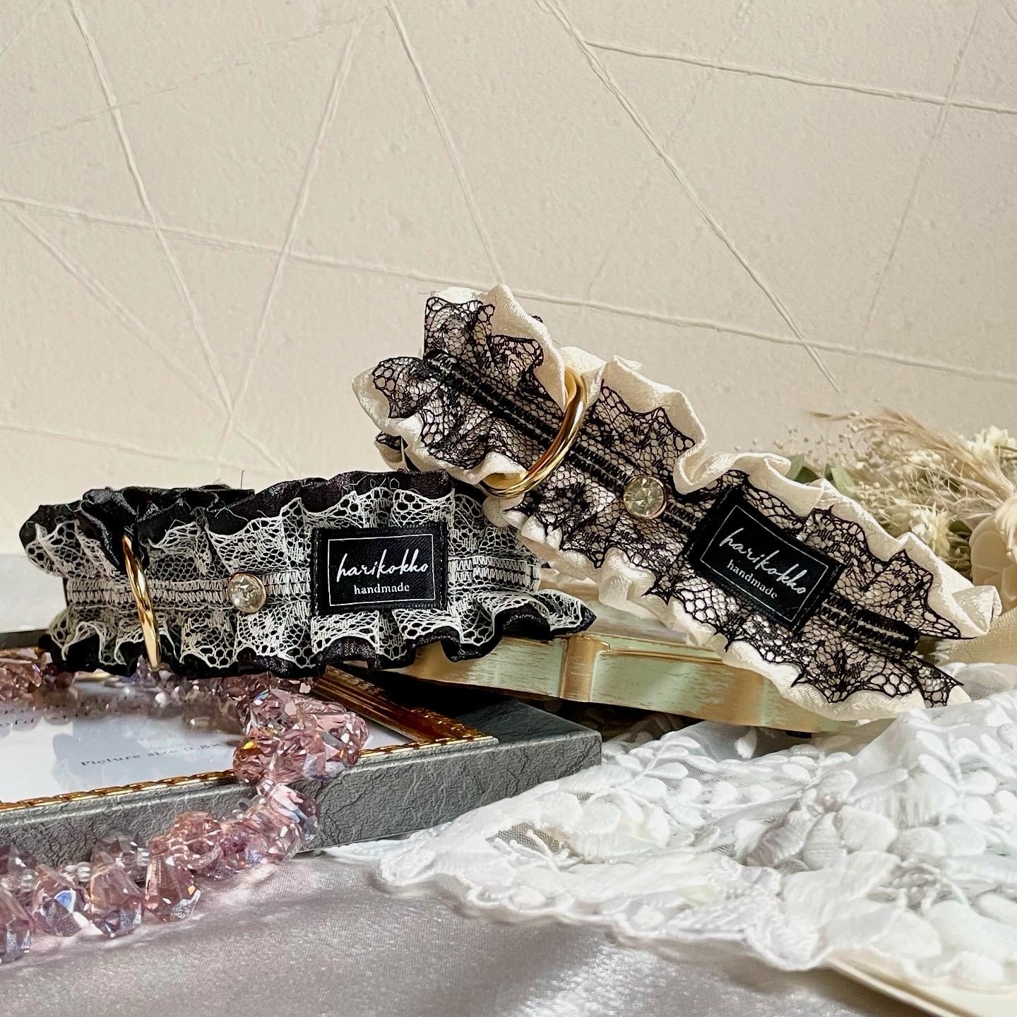 〈 No.171 〉定制项圈/刺绣丝带/项圈/牵引绳/胸背带/半自动项圈/肩部牵引绳/宠物用品/