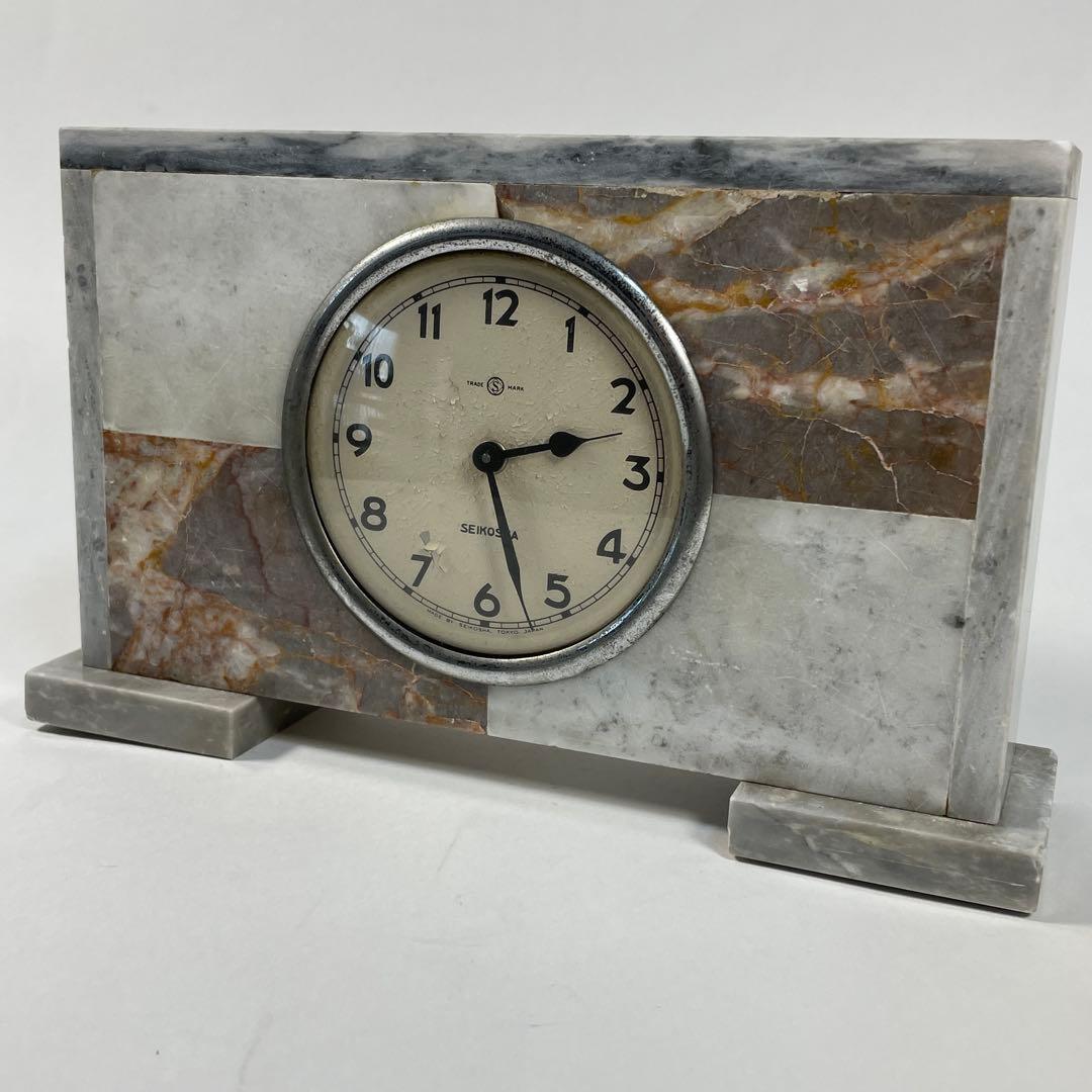 1950s–1960s Seikosha marble table clock, Japanese vintage