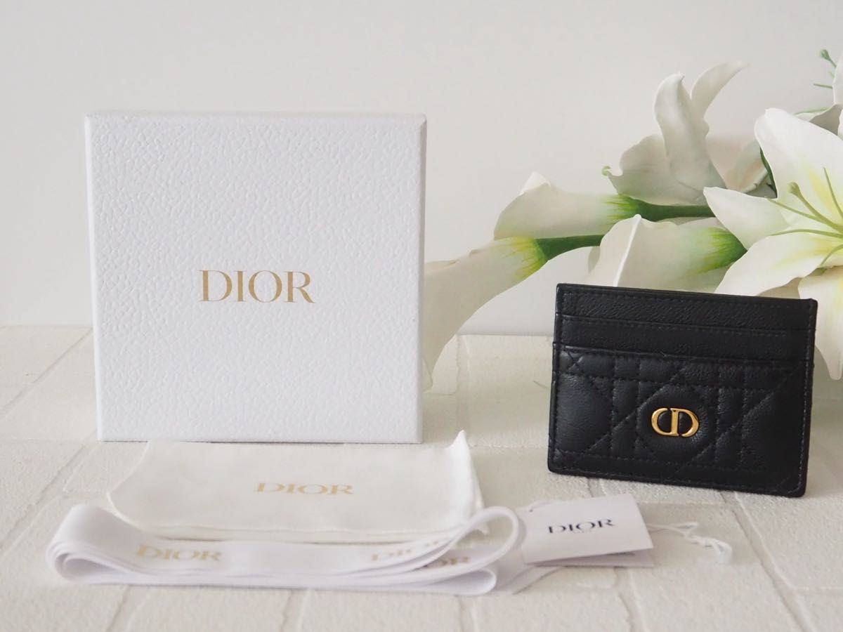 Dior Dior Caro Freesia Crystal Card Holder Canage Calfskin