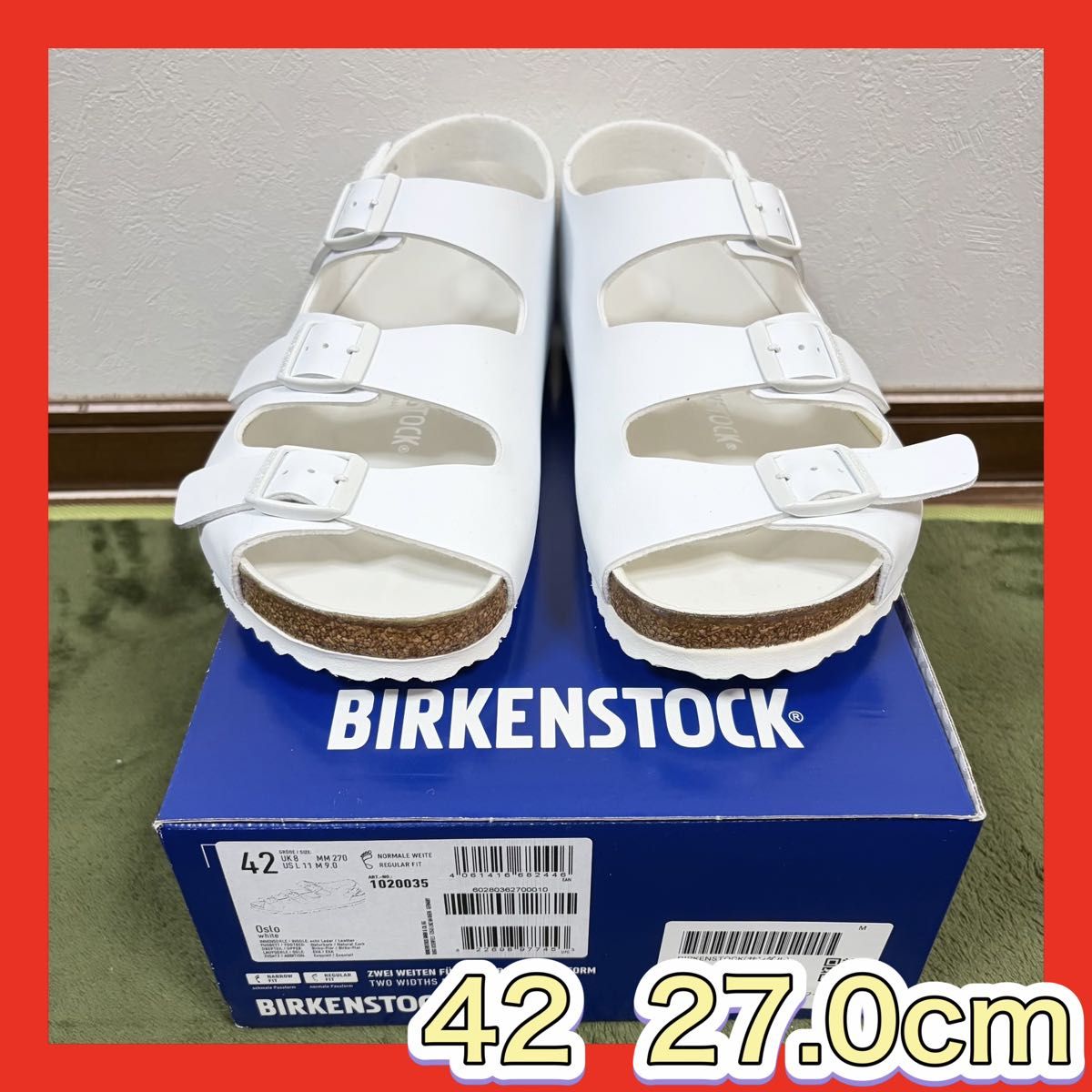 【27.0厘米】BIRKENSTOCK OSLO 全新未使用 ビルケンシュトック オスロ ホワイト 42 27.0cm