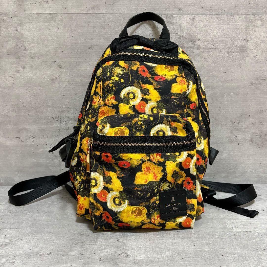 【LANVIN en Bleu/ランバンオンブルー】限定カラー/花柄/リュック/リボンデザイン/バックパック/ゴールド金具