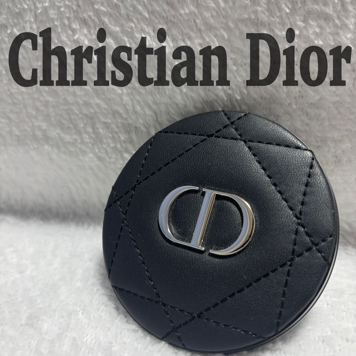 【全新】Christian Dior 迪奥 黑色 便携镜 赠品 菱格纹 CD logo 皮革