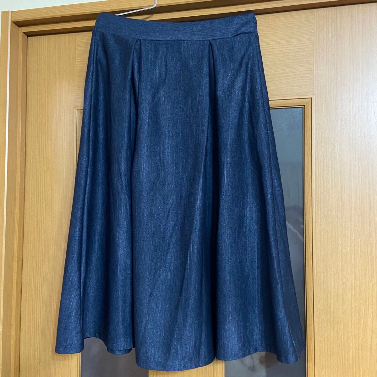 【新品】grove 牛仔喇叭裙 藏青色 长款 松紧腰 M码